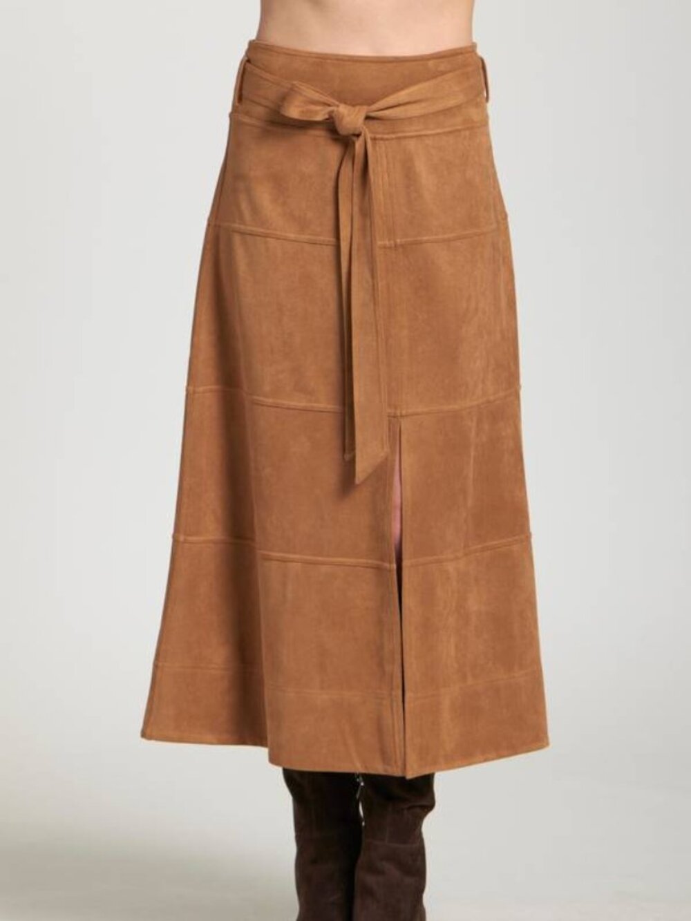 NEW APNY Faux Suede Paneled A-Line Midi Skirt – Size 8 (NWT)
